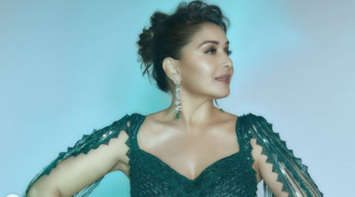 madhuri green dress We Cannot Take Our Eyes Off Madhuri Dixit In An Emerald Green Festive Gown