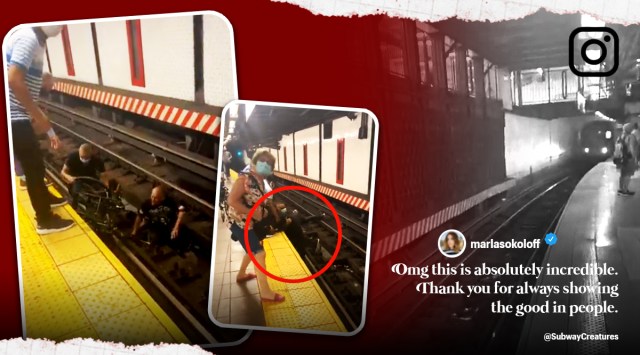 man saves wheelchair man in ny subway tracks, samaritan saves wheelchair man train tracks, man rescues ny train tracks, viral news, good news, indian express