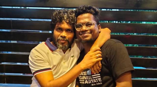 Filmmaker Pa.Ranjith with composer Arivu. (Photo: Twitter/TherukuralArivu) 