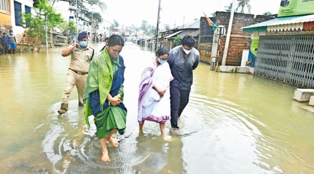 Chief Minister Mamata Banerjee during a visit to a flood-affected area in Paschim Medinipur on Tuesday. (Photo: CMO)