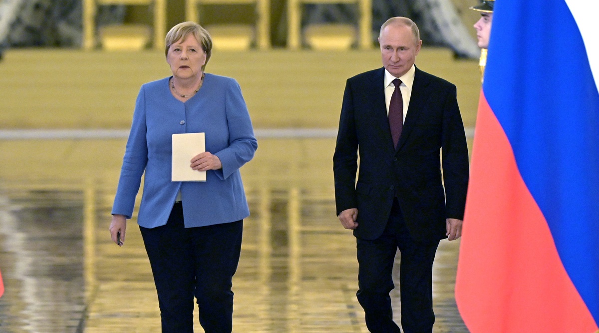 Angela Merkel met Vladimir Putin on Friday. (Twitter/President of Russia)