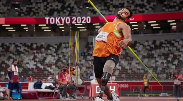 Sumit Antil wins Gold in the men's javelin throw F64 with a new world record of 68.08 at Tokyo 2020 Paralympics in Tokyo. (Source: PTI)