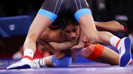 FILE PHOTO: Indian wrestler Vinesh Phogat in action at the Tokyo Olympics no alt set