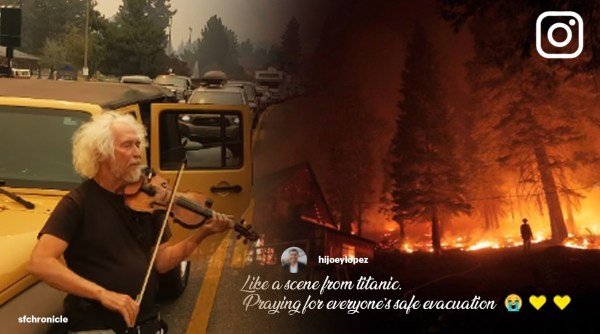 Caldor Fire, california Caldor Fire, Caldor Fire evacuation, Caldor Fire violin, man plays violin Caldor Fire, lake tahoe fire, lake tahoe evacuation, indian express