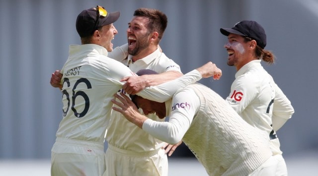 England's Mark Wood celebrates a wicket during the first Test against India. (File)