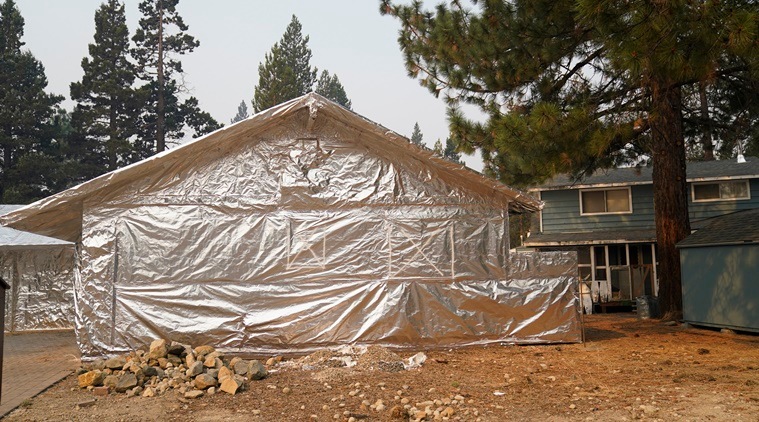 Aluminum wrap used to protect homes in California wildfires | World ...