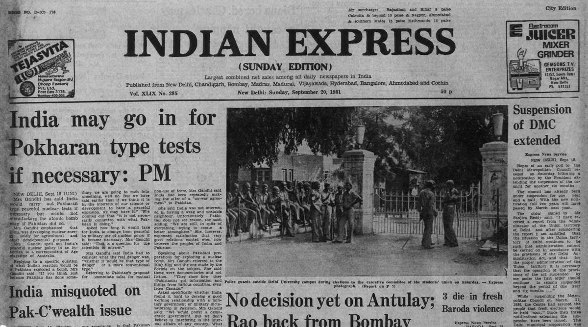 September 20, 1981, Forty Years Ago: PM on Nuclear Tests | The Indian ...