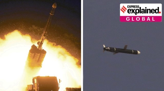 The Academy of National Defense Science conducts long-range cruise missile tests in North Korea, as pictured undated photos supplied by North Korea's Korean Central News Agency. (Reuters)