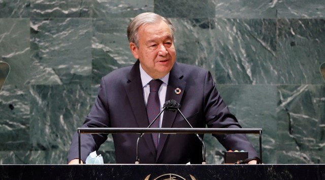 UN Secretary General Antonio Guterres speaks at the SDG Moment event as part of the UN General Assembly 76th session General Debate. (Reuters)