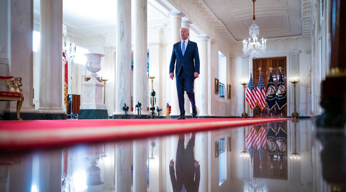 President Joe Biden arrives to deliver remarks on the end of the war in Afghanistan, at the White House in Washington, August 31, 2021. (The New York Times)