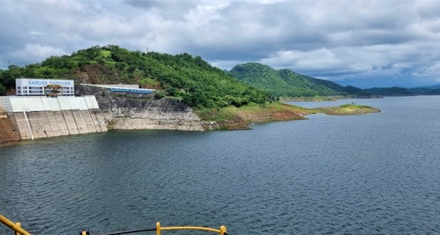 Water level in the Sardar sarovar dam in Narmada was at 120.45 metres as of September 14.  (Express photo/ Bhupendra Rana)