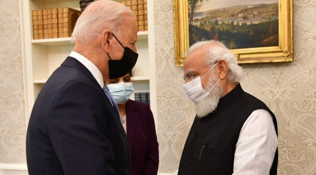 PM Narendra Modi with US President Joe Biden at the White House for bilateral engagement. (File/Twitter/@MEAIndia)