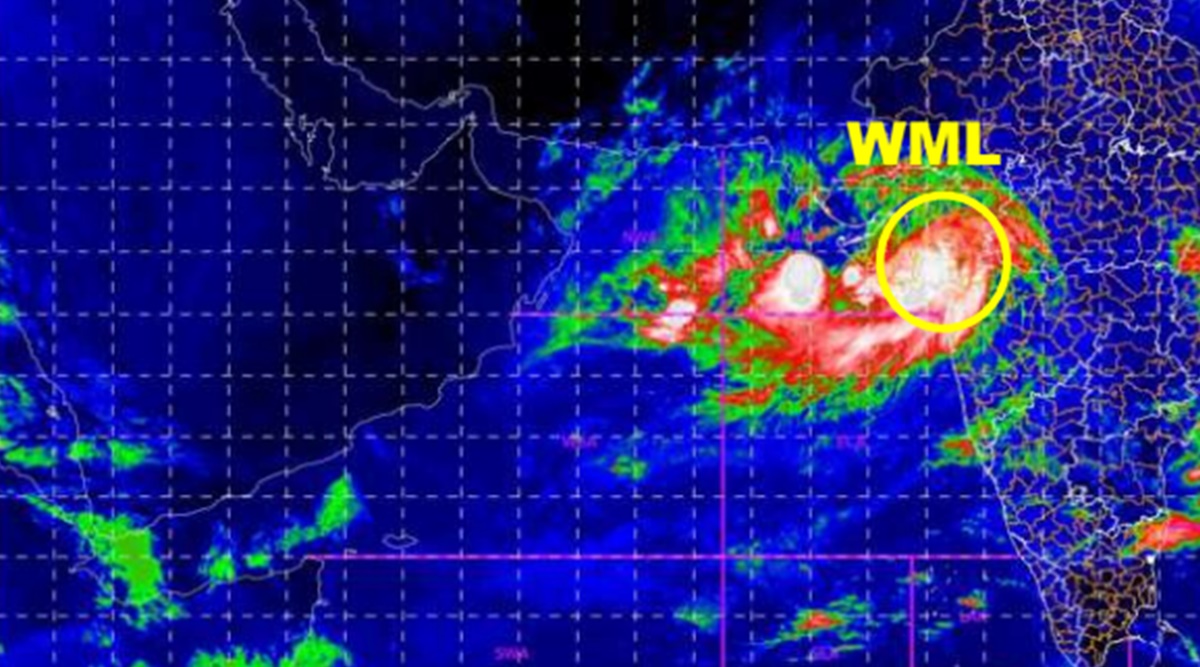 The satellite image showing remnants of Cyclone Gulab, now prevailing as a well-marked low pressure, located over south Gujarat. It is set to intensify to form Cyclone Shaheen by Friday. 