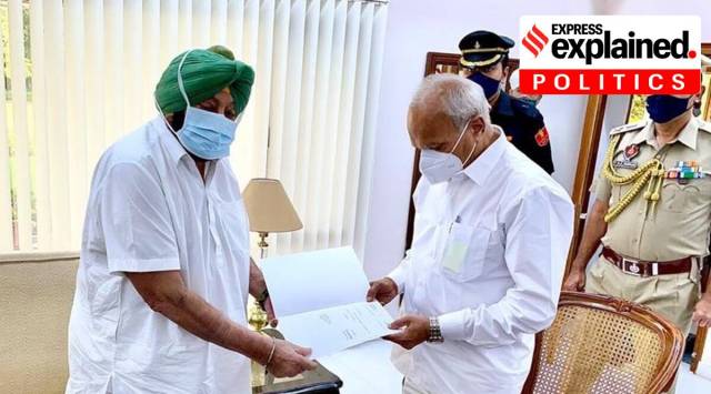 Captain Amarinder Singh handed his resignation to Punjab Governor Saturday. (Express Photo)