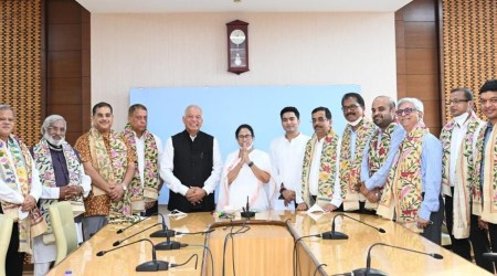 Luizinho Faleiro with West Bengal CM Mamata Banerjee and TMC leader Abhishek Banerjee. (Photo: Twitter/@luizinhofaleiro)