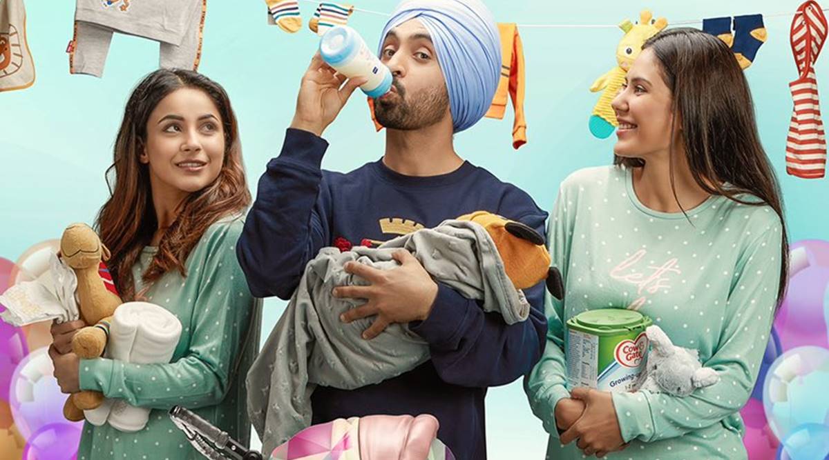 Shehnaaz Gill smiles at Diljit Dosanjh in latest Honsla Rakh poster,  trailer to be out soon | Entertainment News,The Indian Express