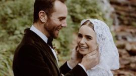Lily Collins, Lily Collins news, Lily Collins wedding, Lily Collins marriage, Lily Collins wedding gown, Lily Collins wedding photos, Lily Collins Emily in Paris, indian express news