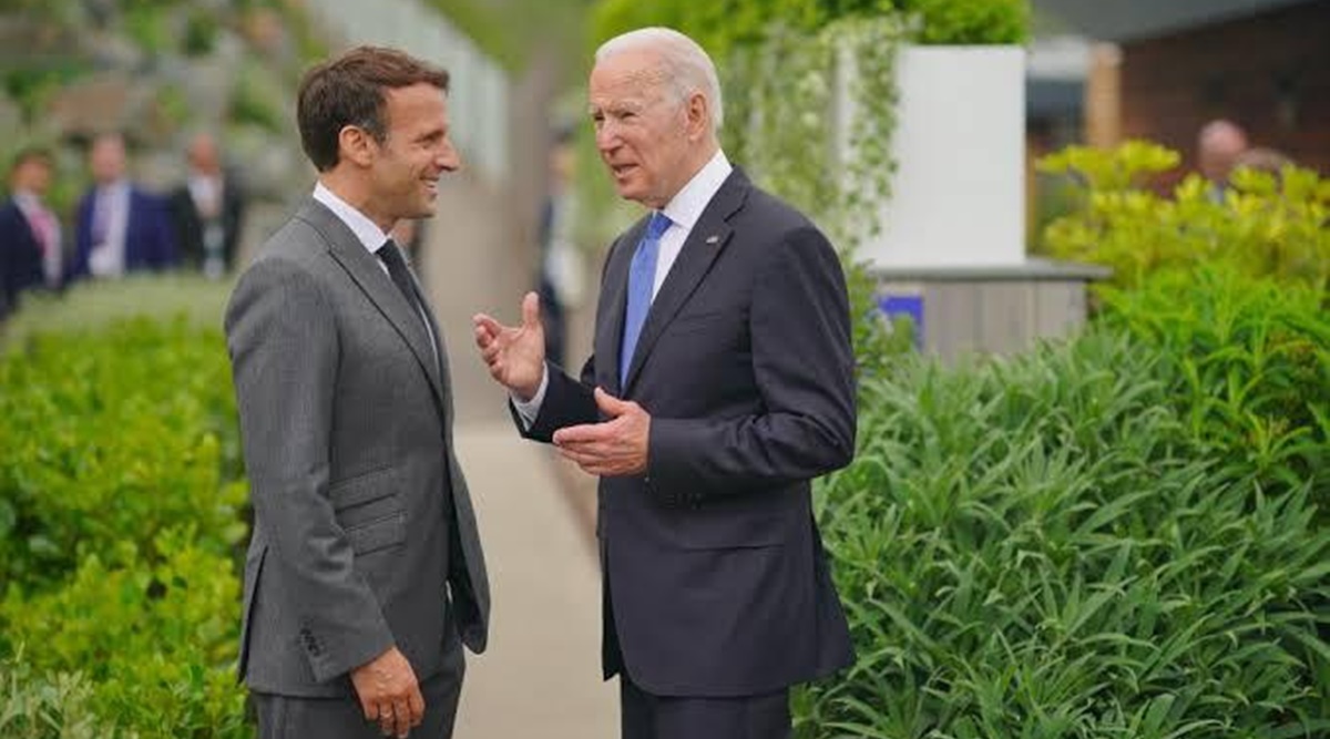 Presidents Joe Biden and Emmanuel Macron at the G7 Summit. (Photo: Twitter/@POTUS)