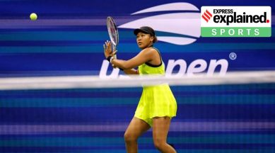 Naomi Osaka of Japan in action against Leylah Fernandez of Canada in a third round match on day five of the 2021 U.S. Open tennis tournament at USTA Billie Jean King National Tennis Center.(Credit: Jerry Lai-USA TODAY Sports)