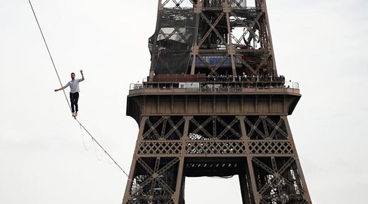 French slackliner wows crowd with Eiffel Tower performance | Lifestyle  News,The Indian Express