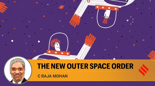 Space situational awareness (SSA) involves monitoring the movement of all objects — natural (meteors) and man-made (satellites) — and tracking space weather. (Illustration by C R Sasikumar)