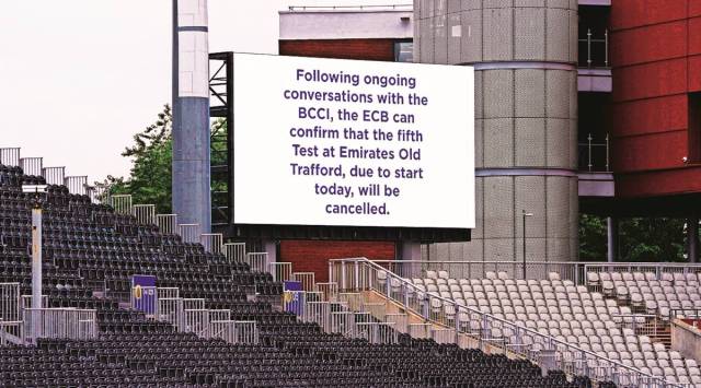 A message displayed on a screen at the Old Trafford ground in Manchester on Friday. (AP) 