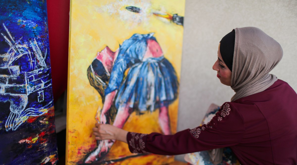 Gaza artist, Gaza artist ballet paintings, Gaza artist Abeer Jebril