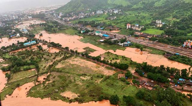 A view of the flood hit areas following heavy monsoon rains, in Raigad district, July 23, 2021. (PTI)