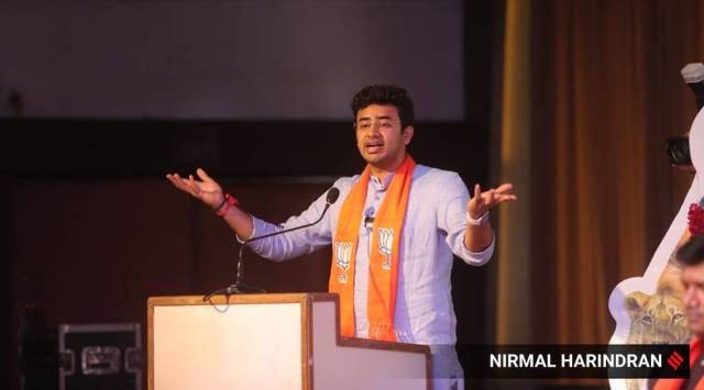 BJP MP Tejasvi Surya. (Express File Photo)