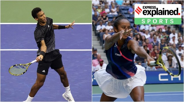 Felix Auger-Aliassime and Leylah Fernandez at the US Open tennis tournament. (AP Photos)

