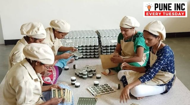 The manufacturing process involves hand blending, packing and labelling by local women, who form 80 per cent of the staff. (Source: Rustic Art)