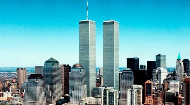 This 1990 file photo shows the New York City skyline with World Trade Center's twin towers in the center. (AP Photo/File)