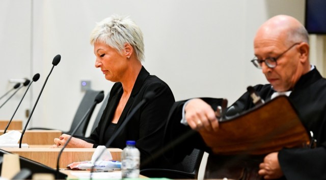 Relative of victims, Ria van der Steen and lawyer August Van at the courtroom where the MH17 trial of three Russians and a Ukrainian is taking place as it enters a new stage where families of victims of the MH17 crash give testimony in Badhoevedorp, Netherlands. (Reuters)