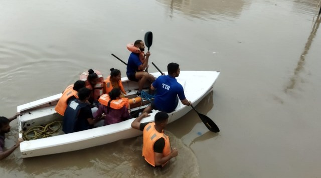 Indian Navy evacuating people from flooded areas of Jamnagar city. (Photo: Ministry of Defence)
