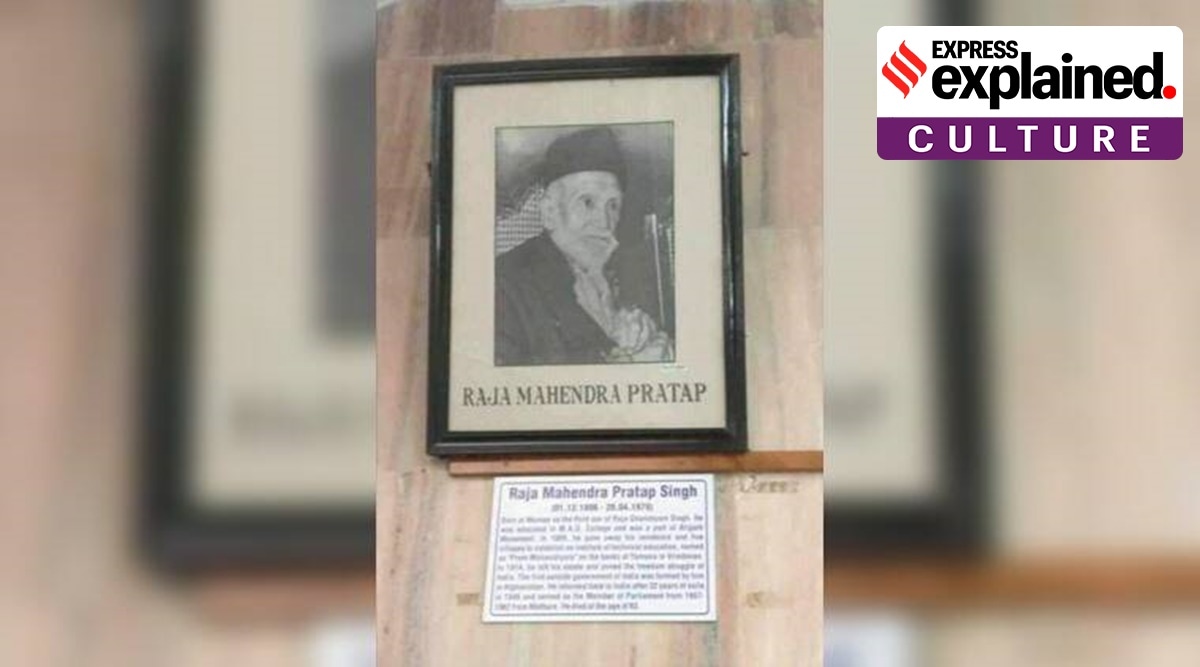 Portrait of Raja Mahendra Pratap Singh at AMU’s main library. (File)