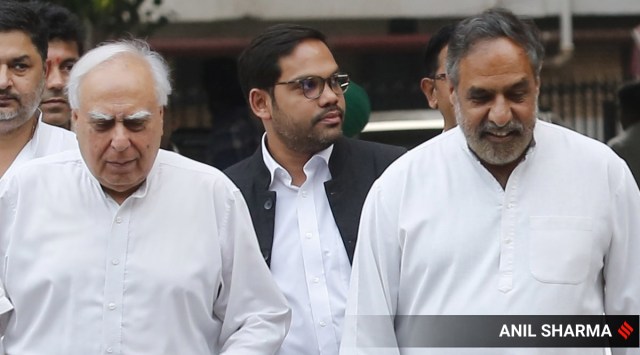 Senior congress leader Anand Sharma, Kapil Sibal in New Delhi in 2019 (Express photo/Anil Sharma)