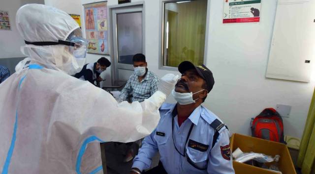 The recovery rate of the district, which had remained consistent at 98.75 per cent for six months after the second wave, had fallen to 93.3 per cent on Wednesday.  
 (Express Photo by Kamleshwar Singh)