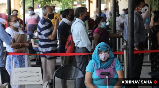 At a vaccination camp in Sector 31, Gurgaon (Express photo by Abhinav Saha)