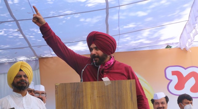 Navjot Singh Sidhu when he had assumed charge as Punjab Congress president in Chandigarh on July 23 2021. (Express file photo by Jasbir Malhi)