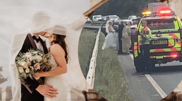 cops gives lift to stranded bride, bride car breaks down police give lift, police takes bride to church after car breakdown, good news, indian express