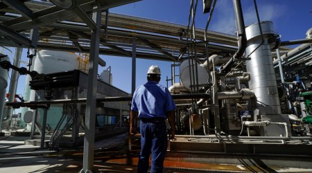 Calgren's renewable fuels facility that cleans dairy methane into natural gas is shown in Pixley, California, US. (File photo via Reuters)
