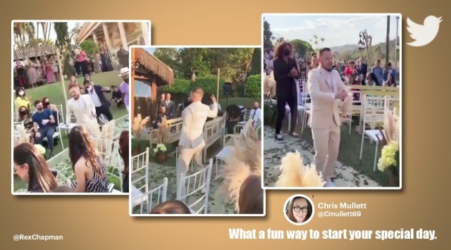 groom dance moves wedding entrance Gustavo Durso Alekso viral video, groom dance video, trending viral video, brazil groom viral video, indian express, indian express news