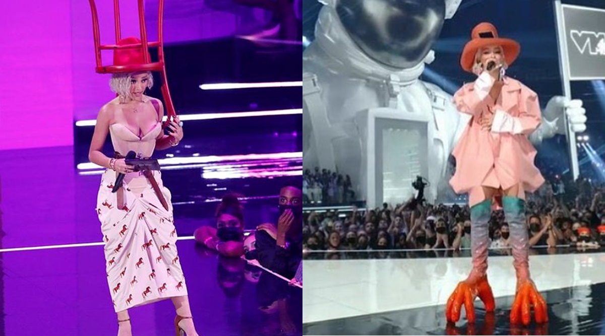 Chair hat to chicken feet boots: Everything Doja Cat wore at 2021 MTV VMAs  | Lifestyle News,The Indian Express