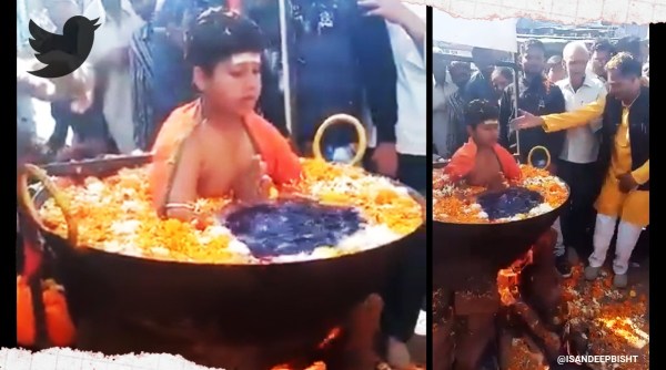boy sitting in boiling water viral video, boy sitting in fire trending, boiling water fake viral trick, boy boiling water fake magic trick, trending, indian express, indian express news
