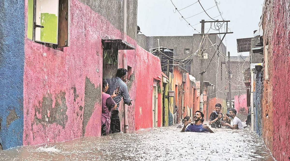 At Laludi Vokri area in Rajkot on Monday. (Express photo by Chirag Chotaliya)