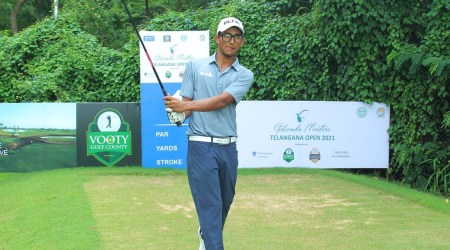Rookie Kartik Sharma finished the second day with nine-under 59 to be placed tied third.