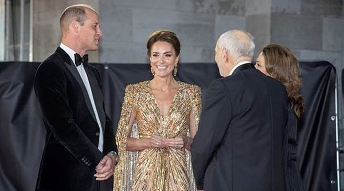 Kate Middleton dazzles in a golden gown at James Bond movie premiere; see pics | Fashion News - The Indian Express Kate Middleton dazzles in a golden gown at James Bond movie premiere; see pics | Fashion News - The Indian Express