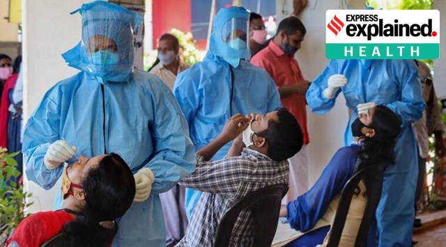 Health workers collect swab samples from corporation employees for Covid-19 tests. (PTI/File)
