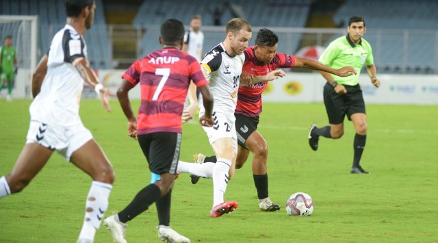 Mohammedan Sporting players in action against Bengaluru United in the Durand Cup semi-final.
