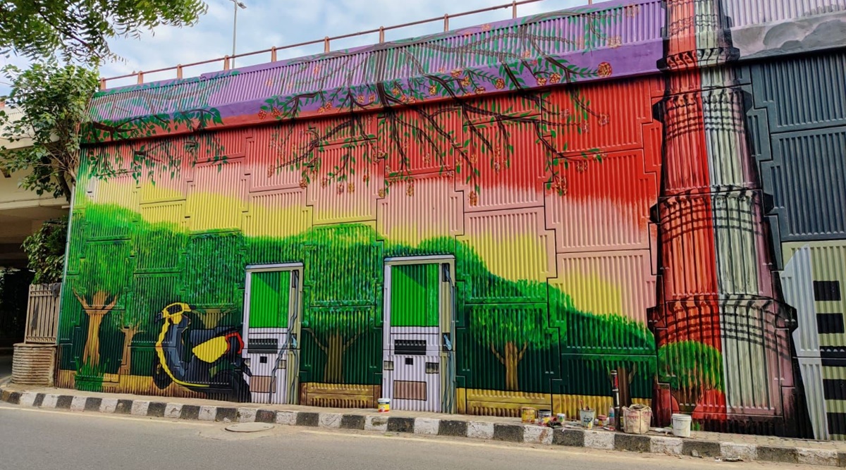 Delhi: Mural paintings on Nehru Place flyover calls for a 'greener ...